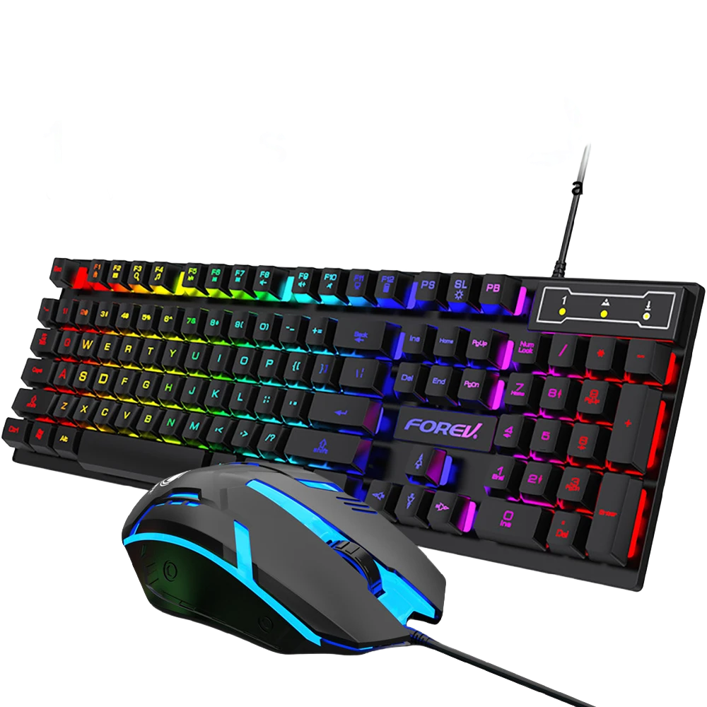 RGB Gaming Keyboard and Mouse Combo 104 Key USB Wired Mechanical Feel Set PC